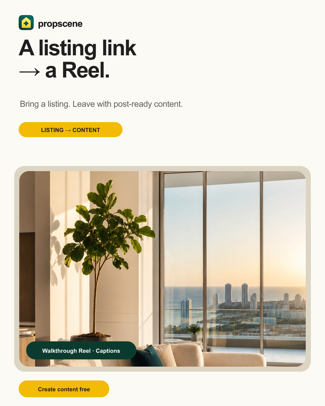 Listing link converted into a social-ready real estate reel