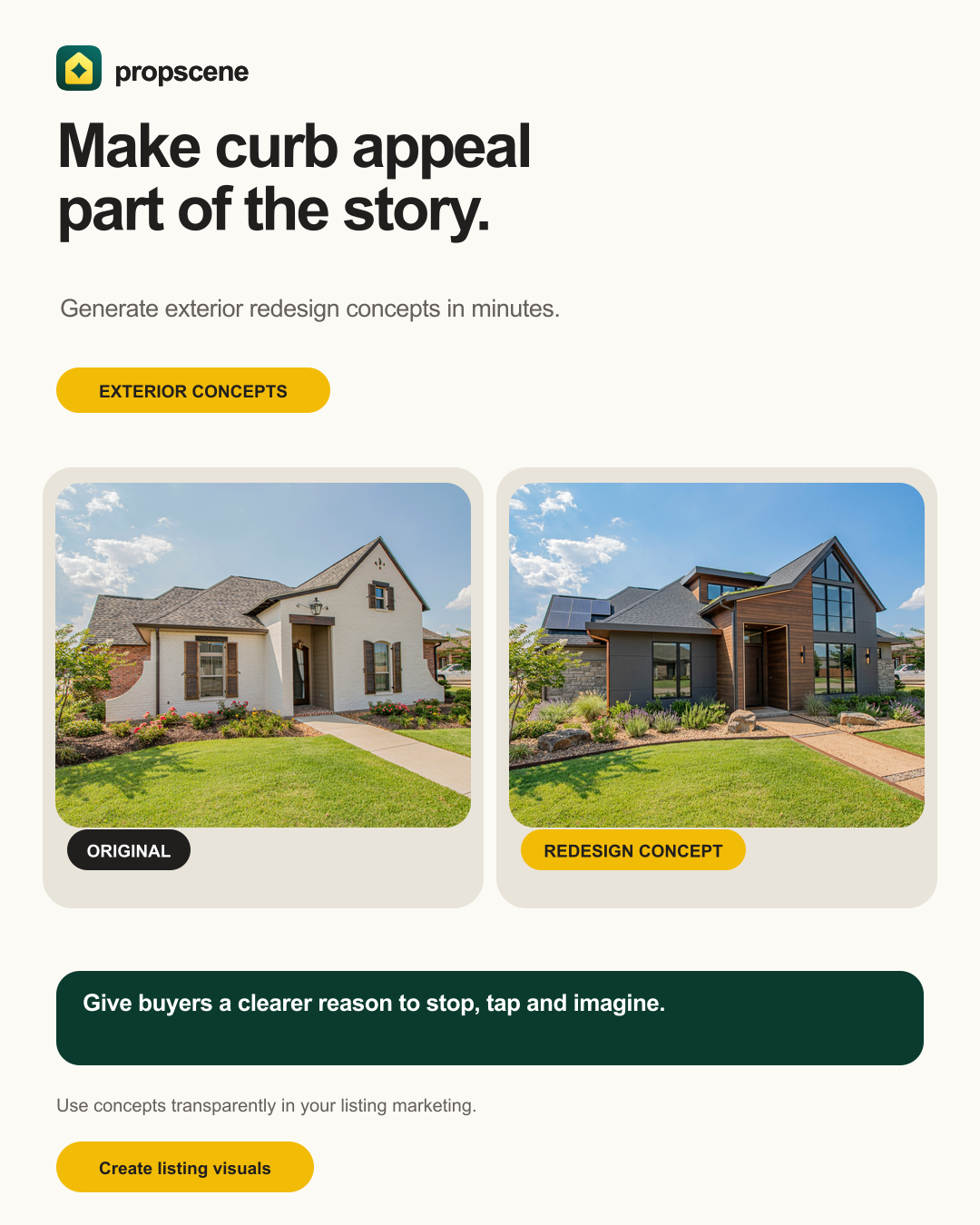 Exterior redesign asset in a real estate marketing workflow