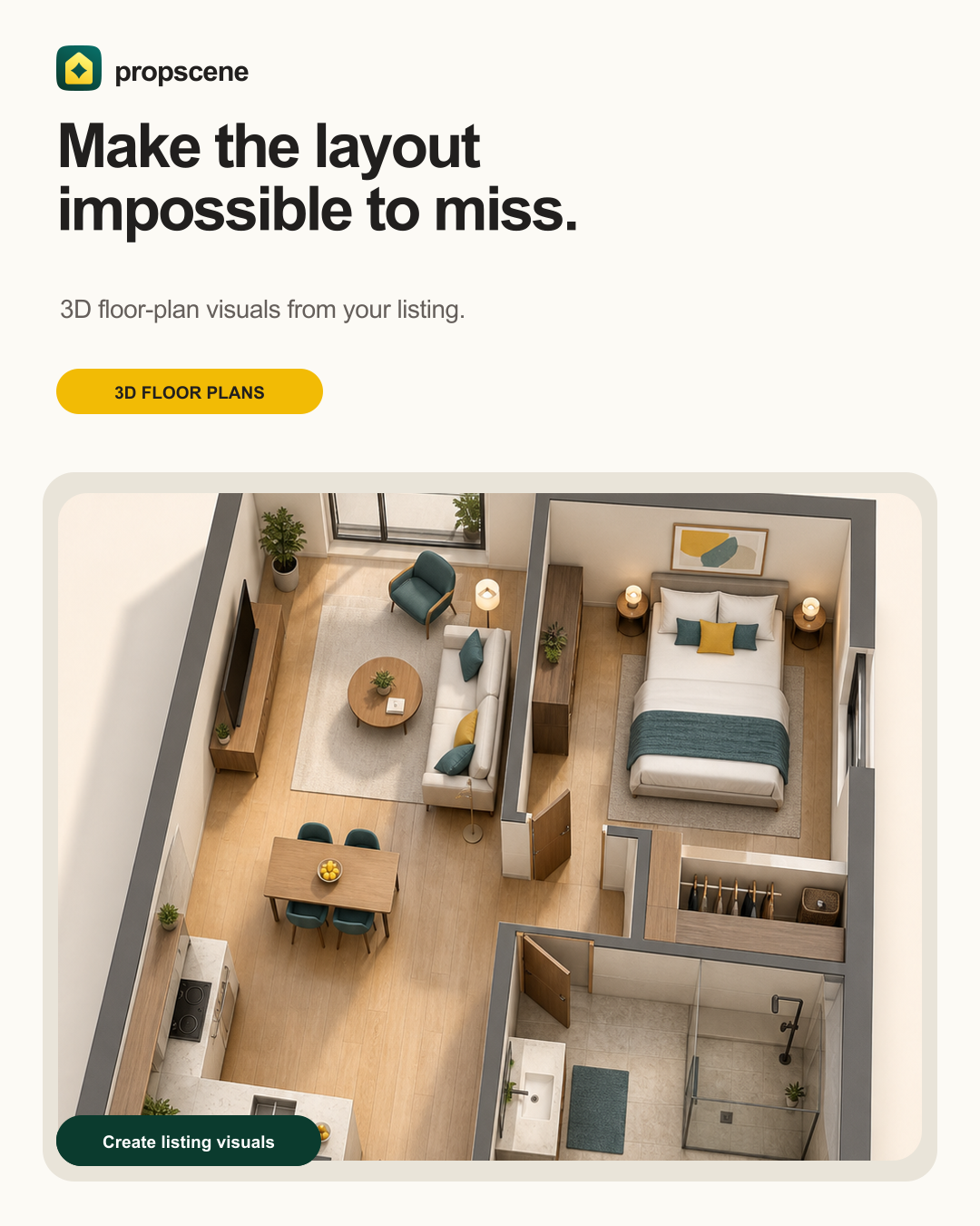 3D floor plan visual for real estate marketing